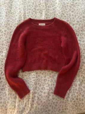 Urban Outfitters Deep Red Fuzzy Crewneck Sweater